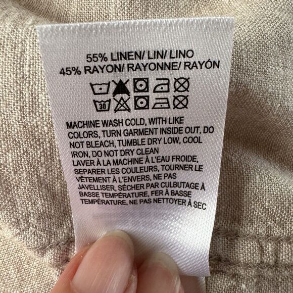 Lucky Brand Shirt Mens Size XL Short Sleeve Snap Button Linen Blend Beige NWT - Picture 13 of 15